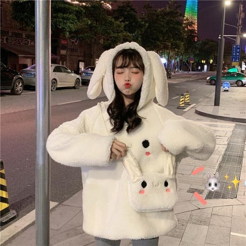 Kawaii Harajuku Shy Rabbit Hoodie