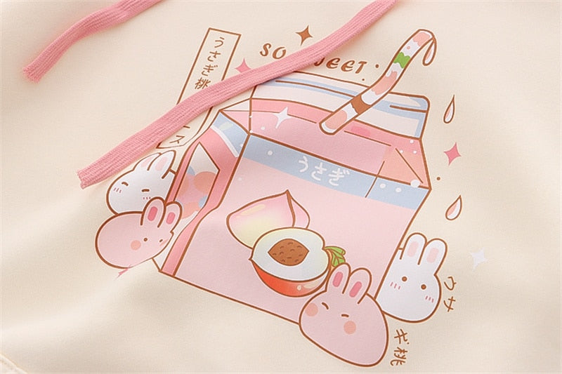 Peach Milk Kawaii Bunny Hoodie