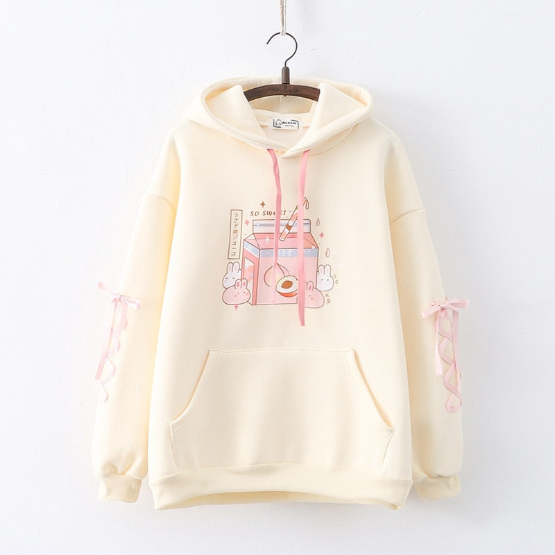 Peach Milk Kawaii Bunny Hoodie