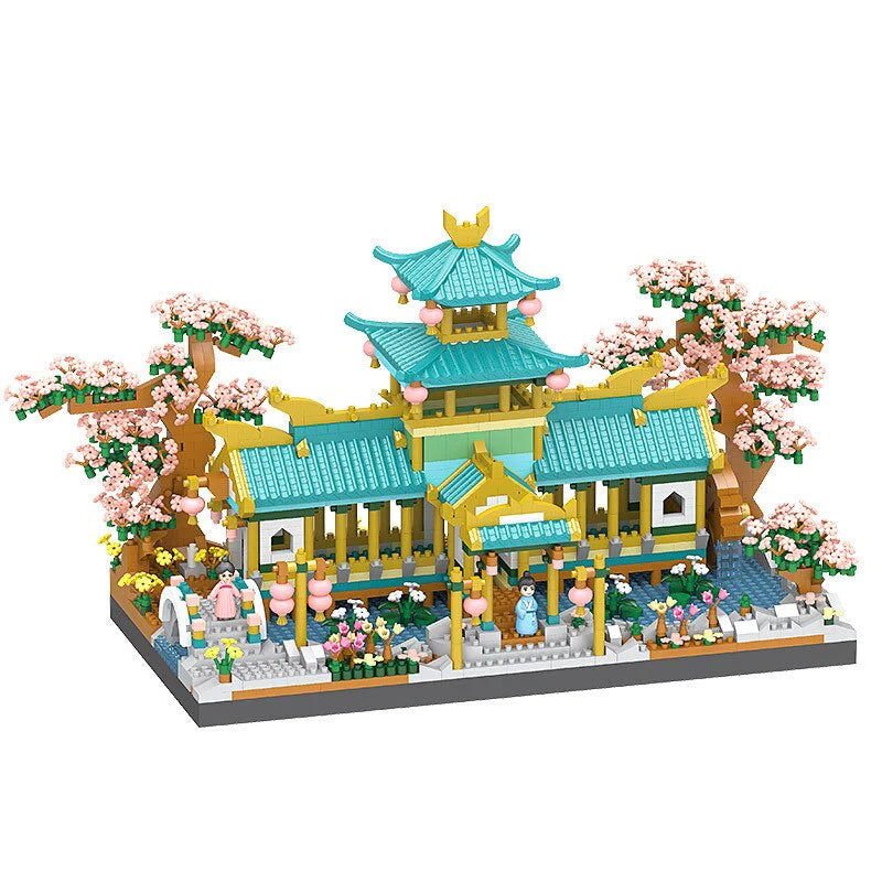 Sakura Season at the Golden Pagoda Temple Nano Building Blocks