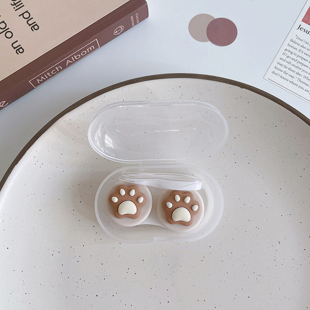 Kawaii Cat Paw Brown Cute Contact Lens Case