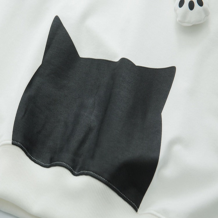 Purr-fectly Adorable: Harajuku Cat Ear Paw Drawstring Letter Hoodie - Embrace Your Inner Cuteness! ????