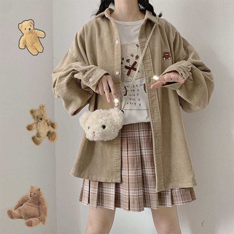 Kawaii Bear Corduroy Shirt