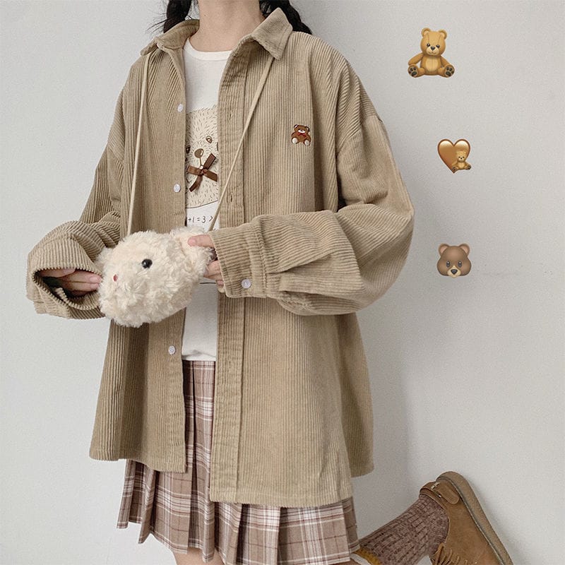 Kawaii Bear Corduroy Shirt