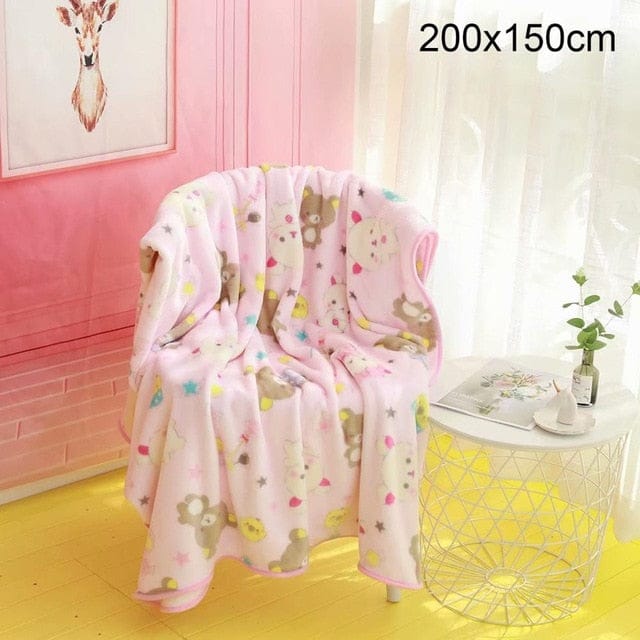 Kawaii Bear Flannel Blanket / Pillow Case