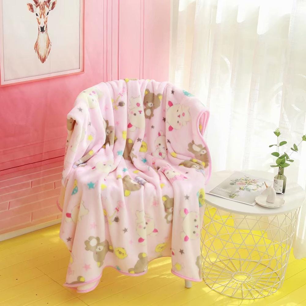 Kawaii Bear Flannel Blanket / Pillow Case