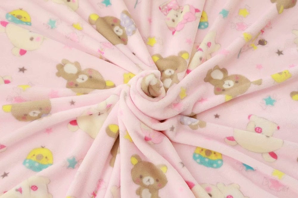 Kawaii Bear Flannel Blanket / Pillow Case