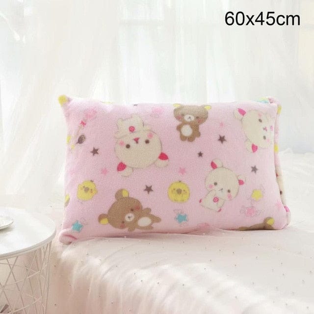 Kawaii Bear Flannel Blanket / Pillow Case