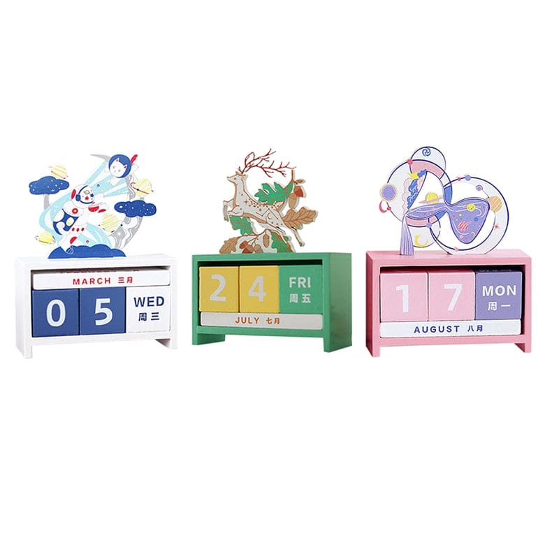 Kawaii Blocks Wooden Desk Calendar