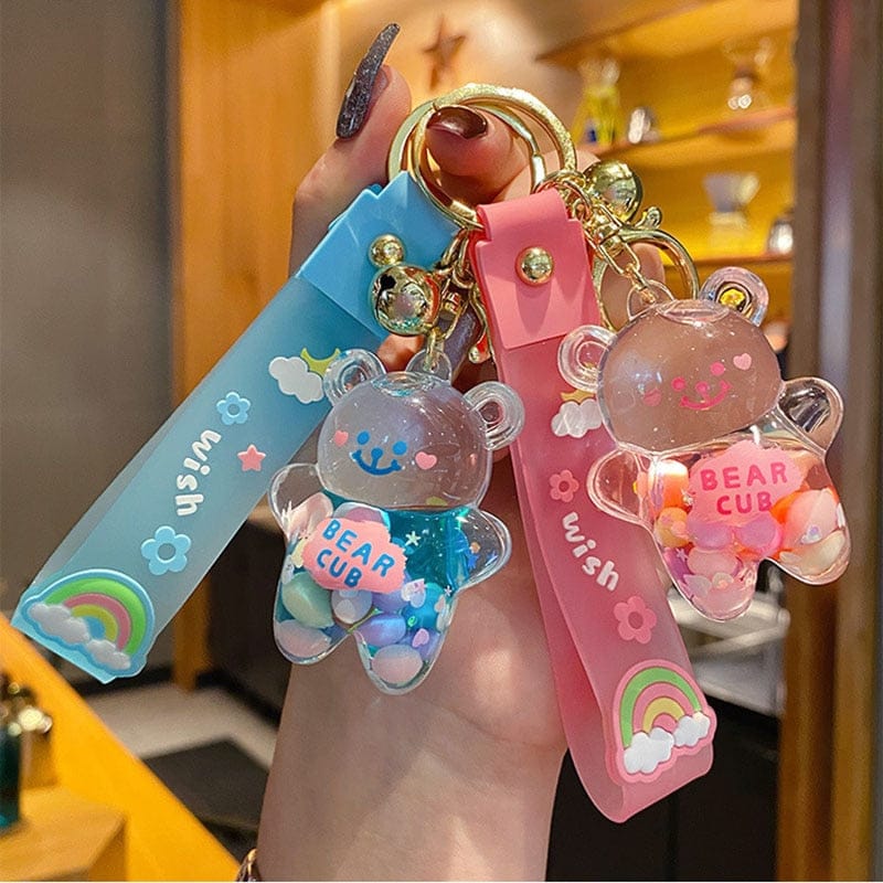 Kawaii Cute Chubby Bear Quicksand Keychain