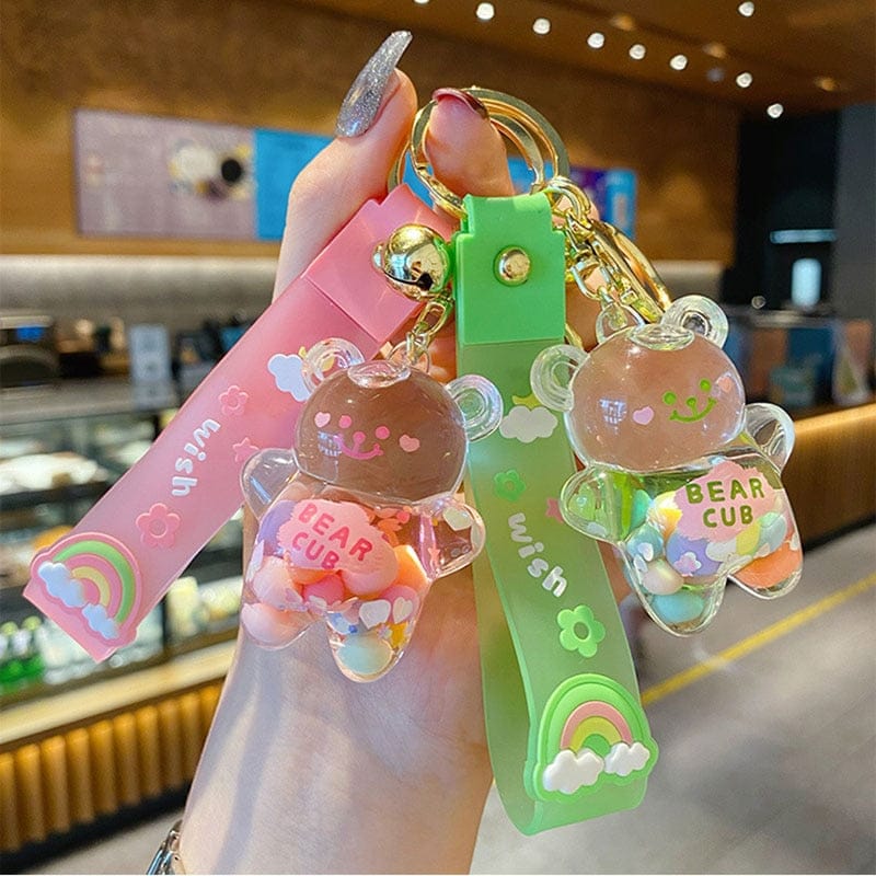 Kawaii Cute Chubby Bear Quicksand Keychain