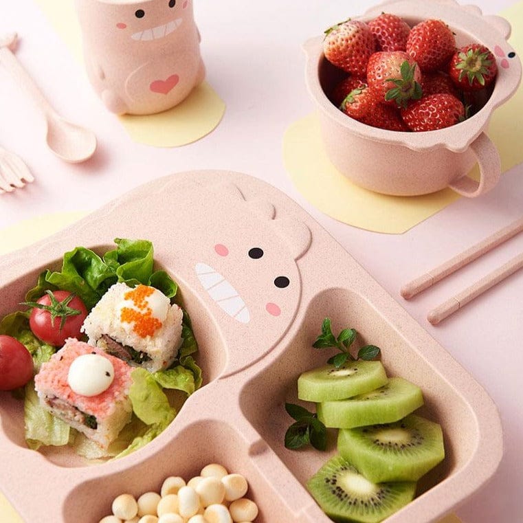 Kawaii Dino Bamboo Fibre Dinner set