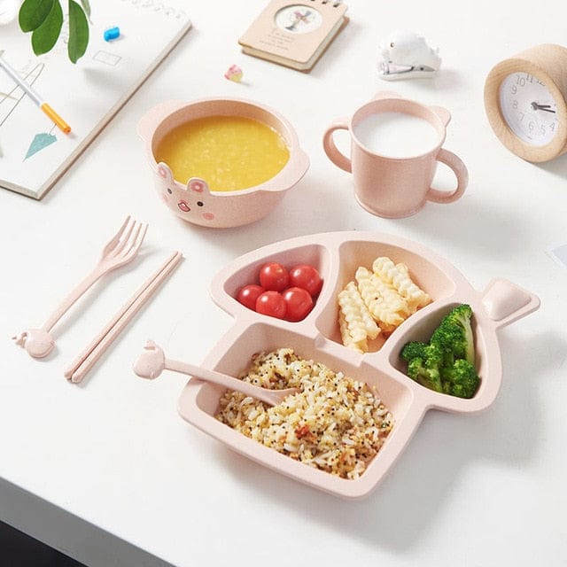 Kawaii Dino Bamboo Fibre Dinner set