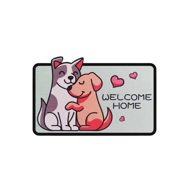 Paws and Play: Whimsical Dog Illustration Bathroom Mat