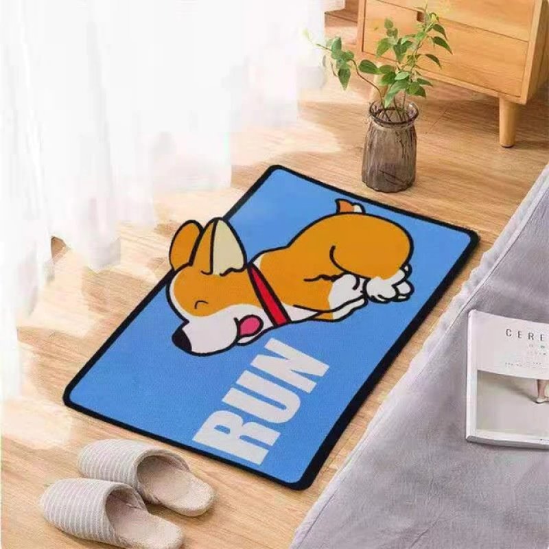 Paws and Play: Whimsical Dog Illustration Bathroom Mat