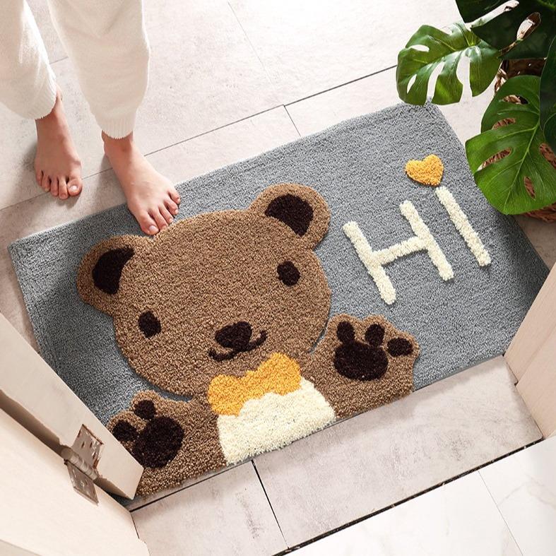 Cozy Bear Hug: Kawaii Brown Paw Bear Bathroom Mat Collection