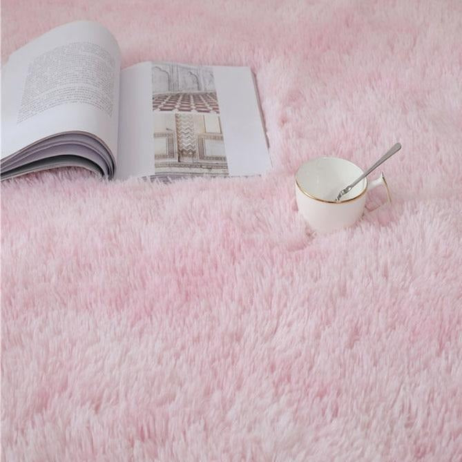 Vibrant Comfort: Kawaii Soft Faux Fur Rainbow Rug