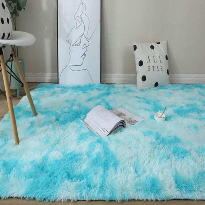 Vibrant Comfort: Kawaii Soft Faux Fur Rainbow Rug