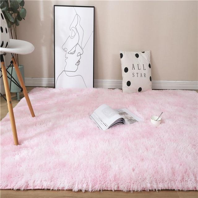 Vibrant Comfort: Kawaii Soft Faux Fur Rainbow Rug