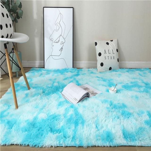 Vibrant Comfort: Kawaii Soft Faux Fur Rainbow Rug