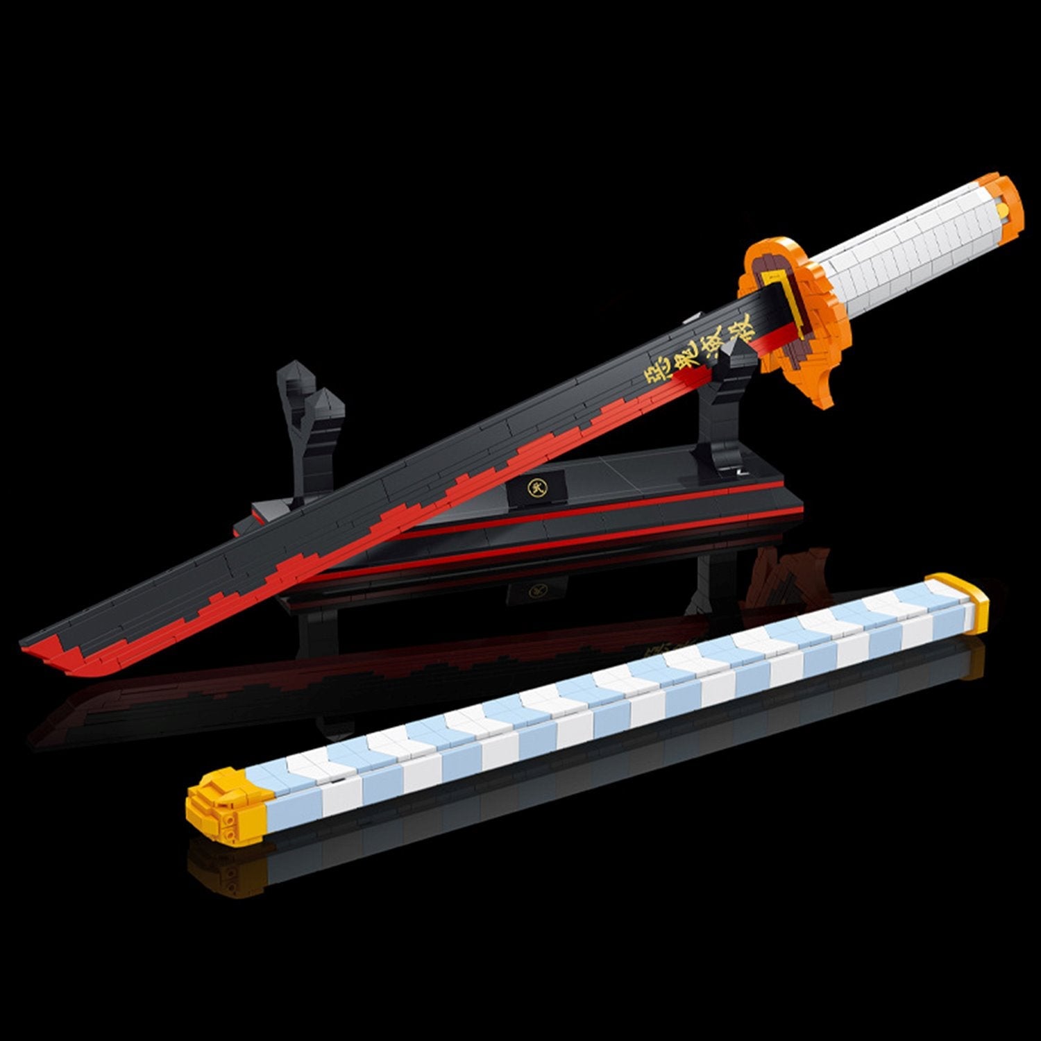 Nichirin Flame Katana Building Set with Saya & Stand