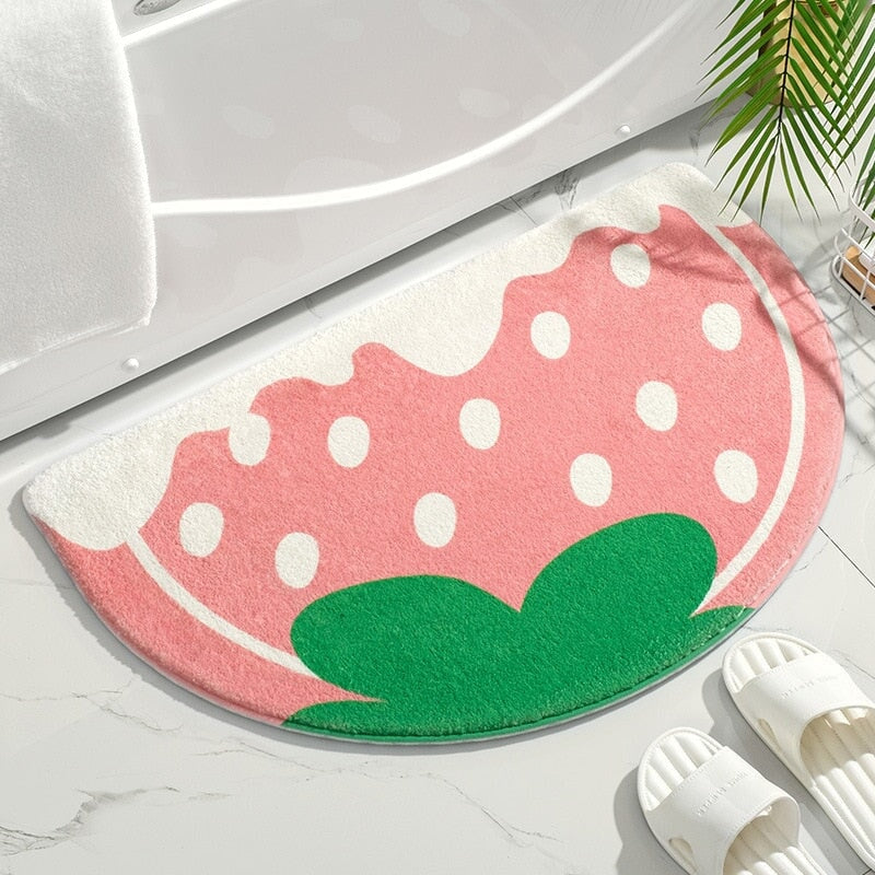 Sweet Steps: Strawberry-Themed Soft Bathroom Mat