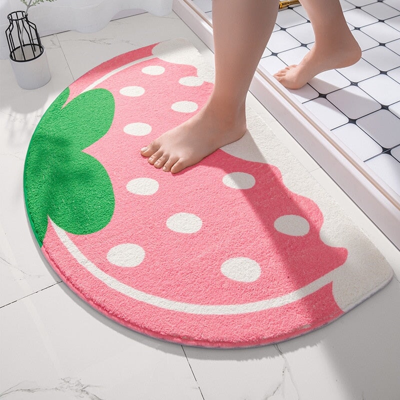 Sweet Steps: Strawberry-Themed Soft Bathroom Mat