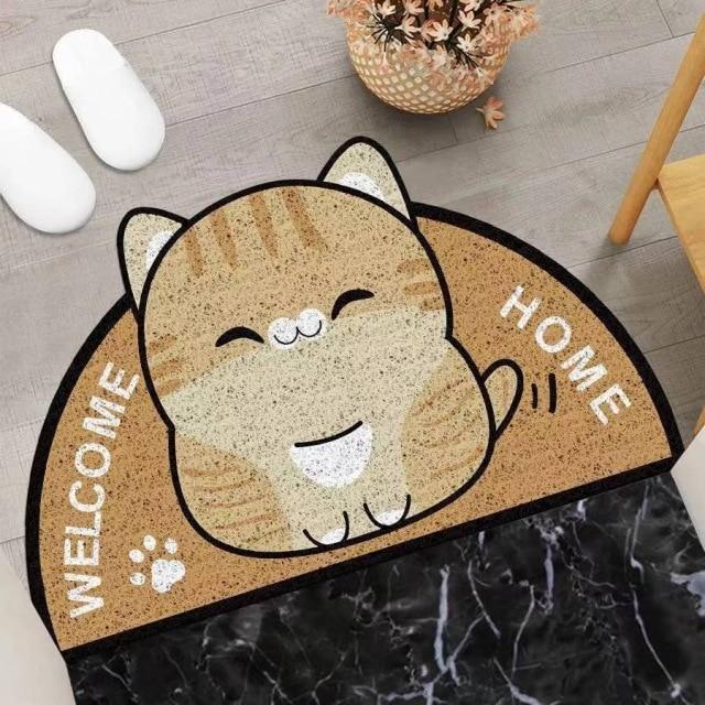 Cozy Cat Welcome: Semi-Circle Kitty Cat Mat