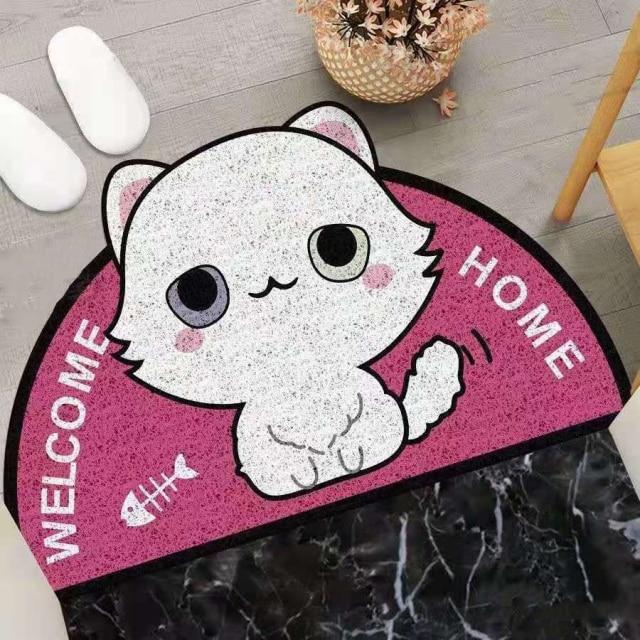 Cozy Cat Welcome: Semi-Circle Kitty Cat Mat