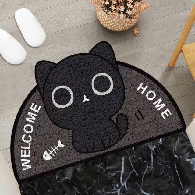 Cozy Cat Welcome: Semi-Circle Kitty Cat Mat