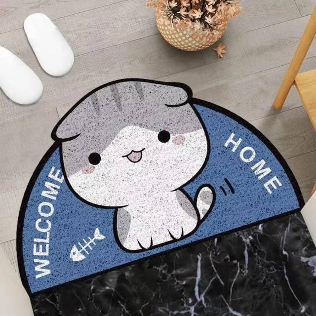 Cozy Cat Welcome: Semi-Circle Kitty Cat Mat