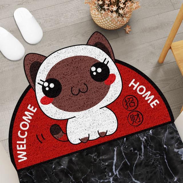 Cozy Cat Welcome: Semi-Circle Kitty Cat Mat