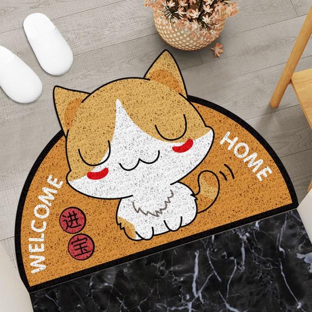 Cozy Cat Welcome: Semi-Circle Kitty Cat Mat