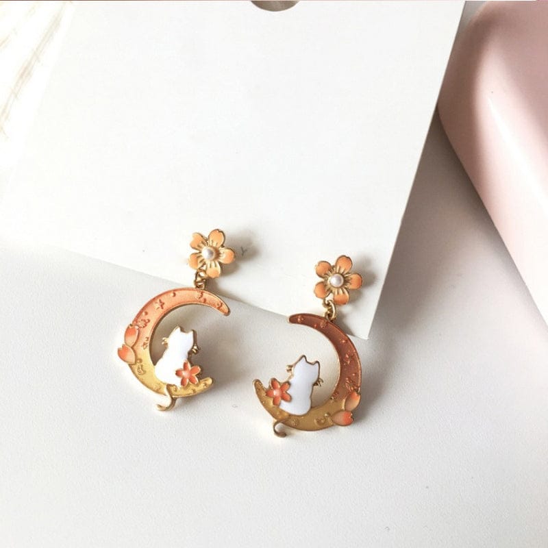 Luna Cat Sakura Earrings