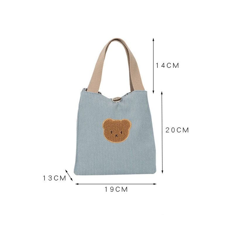 Mini Cute Corduroy Kawaii Bear Tote Bag