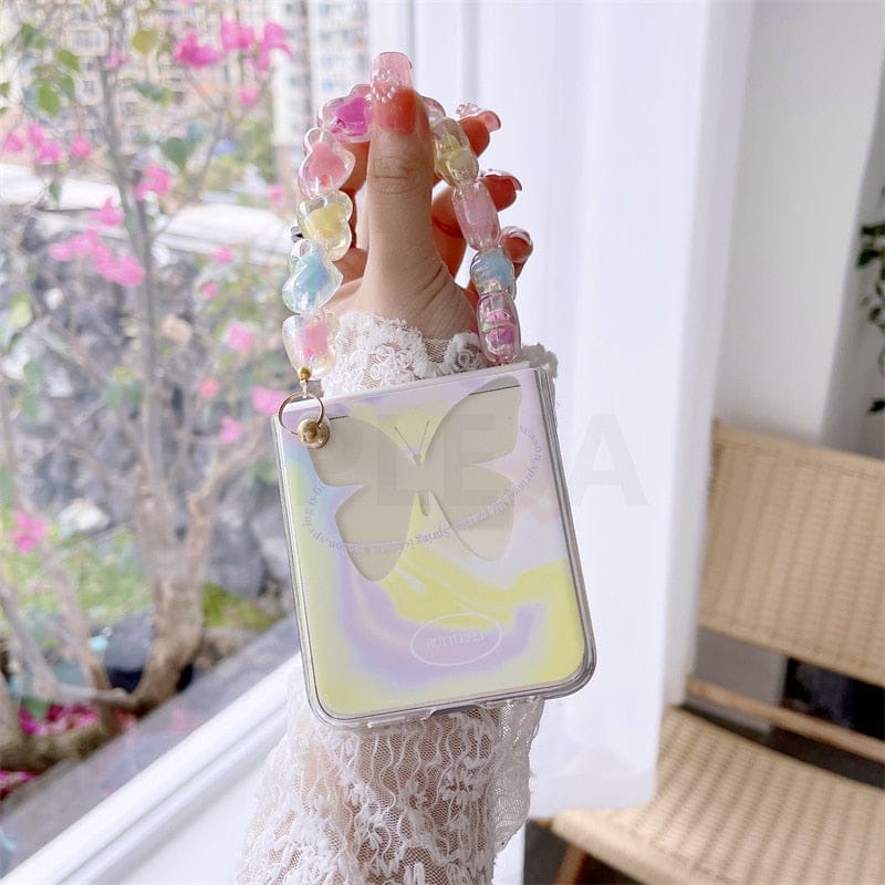 Pastel Butterfly Bracelet Phone Stand Case For Samsung Galaxy Z Flip 3