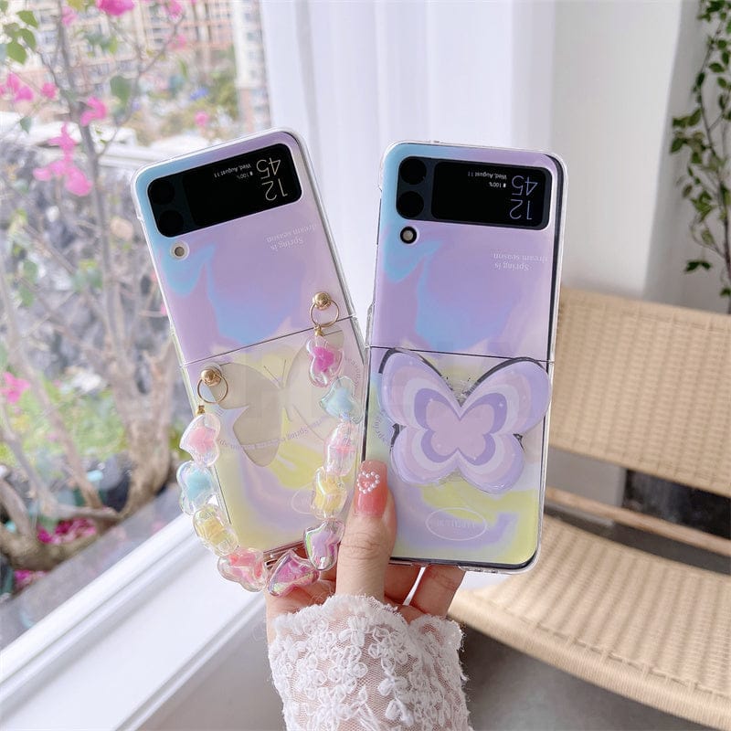 Pastel Butterfly Bracelet Phone Stand Case For Samsung Galaxy Z Flip 3