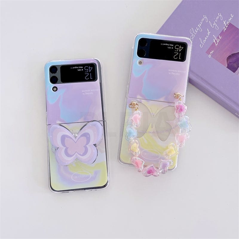 Pastel Butterfly Bracelet Phone Stand Case For Samsung Galaxy Z Flip 3