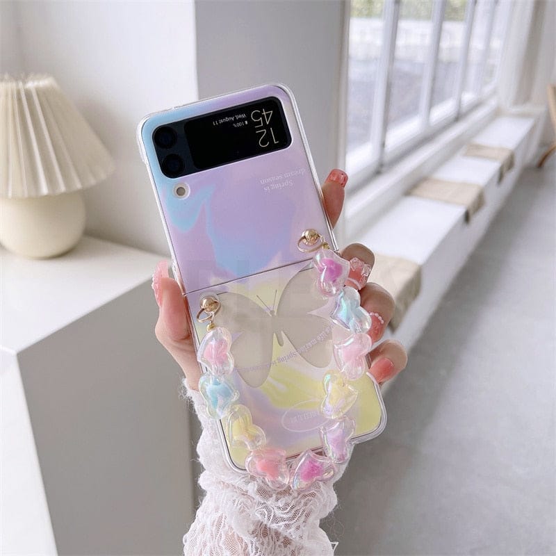 Pastel Butterfly Bracelet Phone Stand Case For Samsung Galaxy Z Flip 3