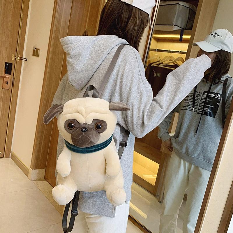 Kawaii Pug Plush Backpack