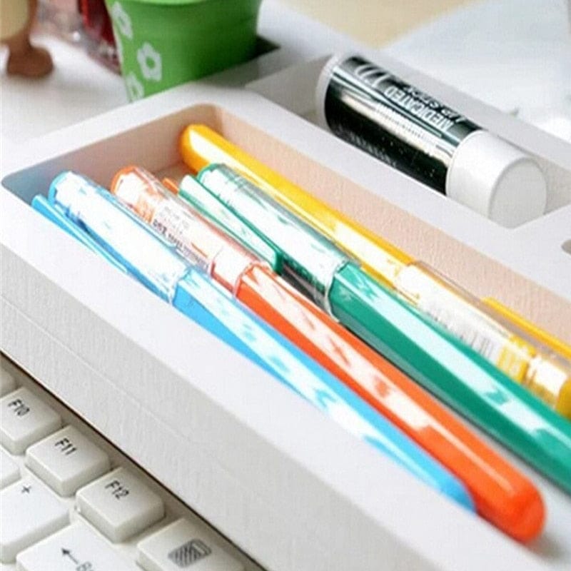 White Wooden Desk Storage