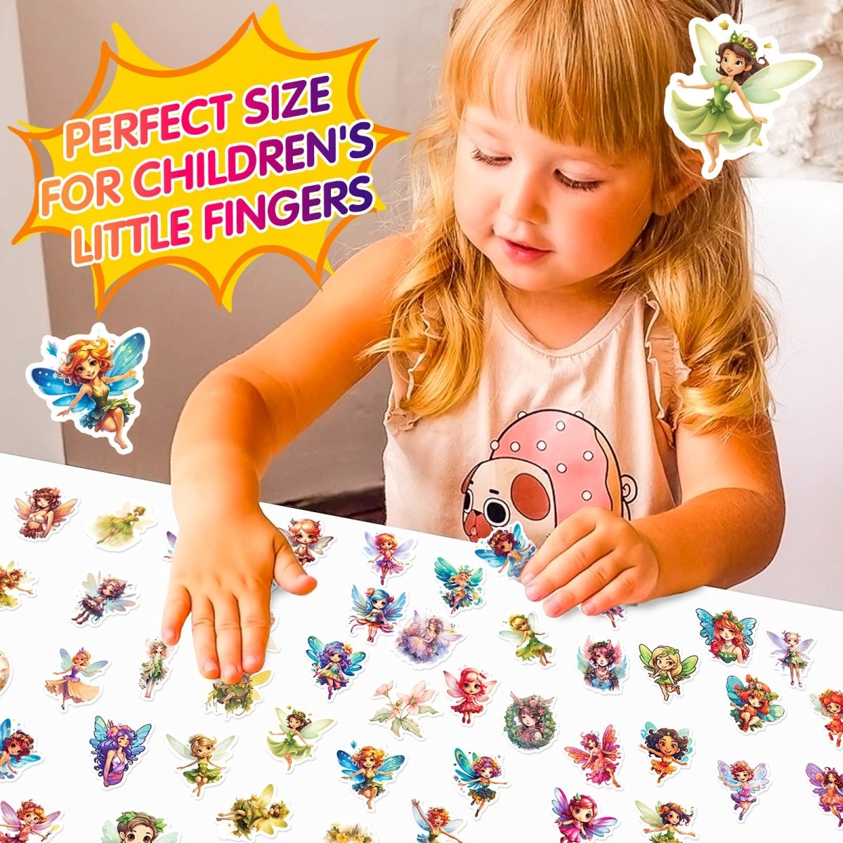 (50 pcs) Beautiful Fairy Stickers for Kids Party Bag Fillers