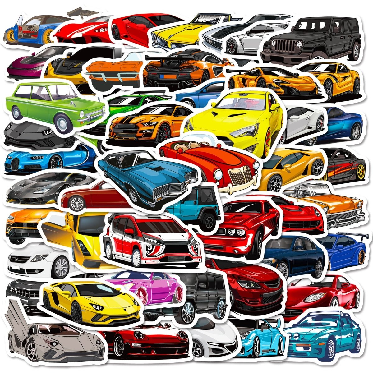 (50 pcs) Cool Sport Car Stickers Waterproof Vinyl Scrapbook Decorative Stickers