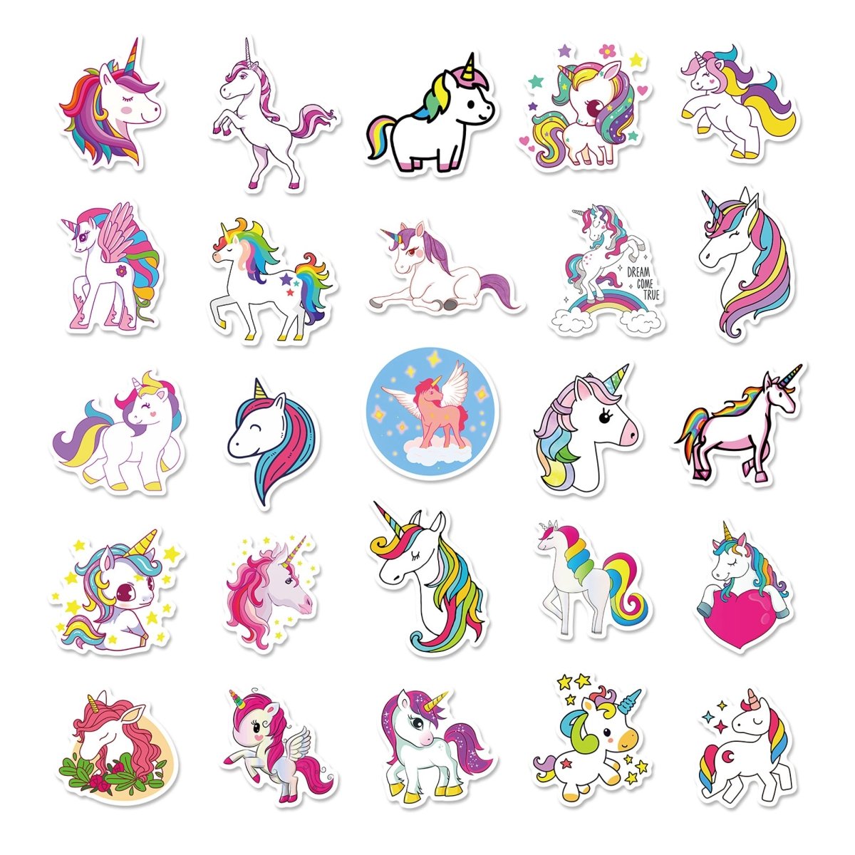 Unicorn Stickers 50Pcs Waterproof Vinyl Wall Decals for Kids Teens