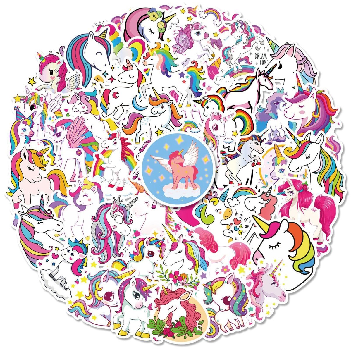 Unicorn Stickers 50Pcs Waterproof Vinyl Wall Decals for Kids Teens