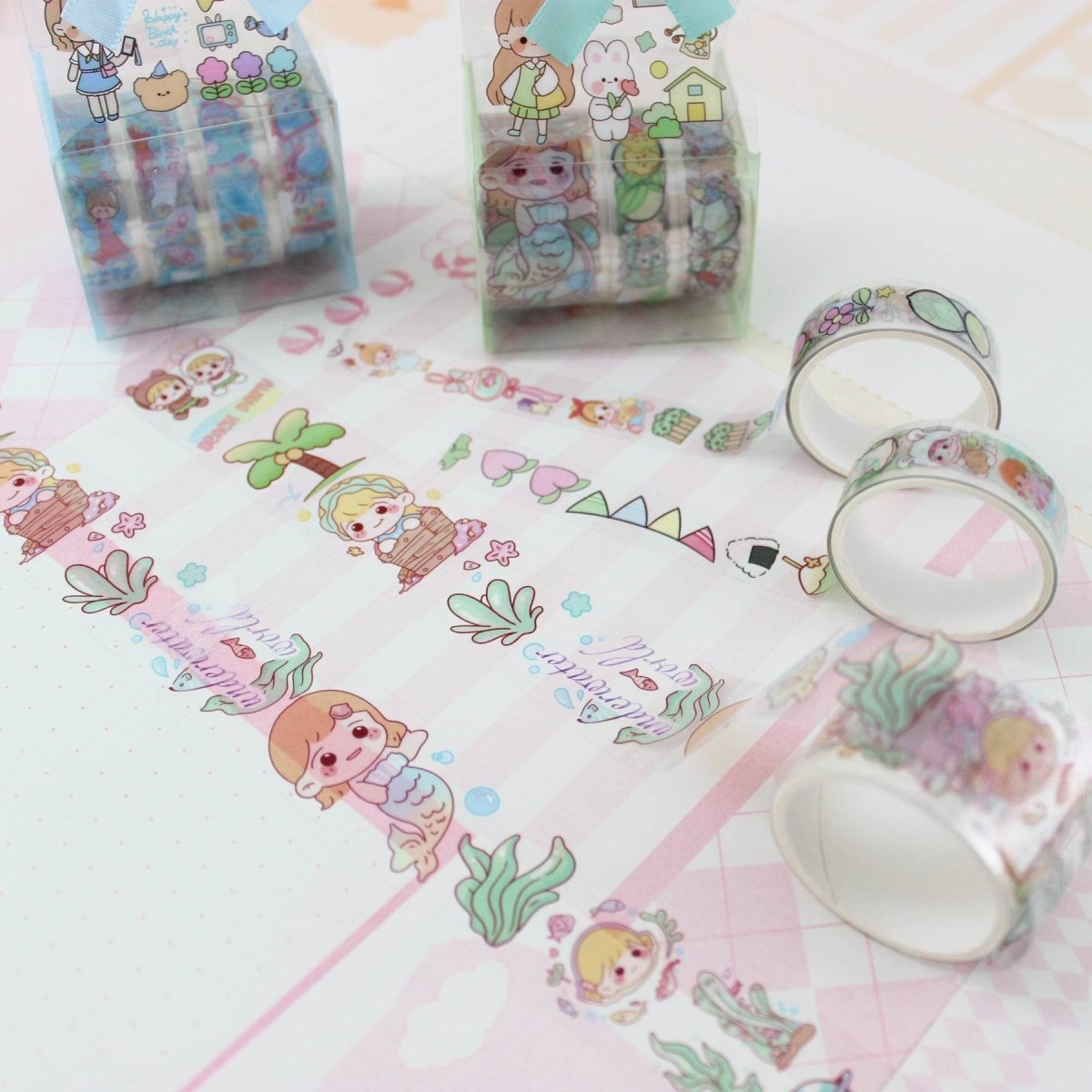 4 Packs Washi Tapes Cute Aesthetic Cartoon Gift Decorative Washi Tape