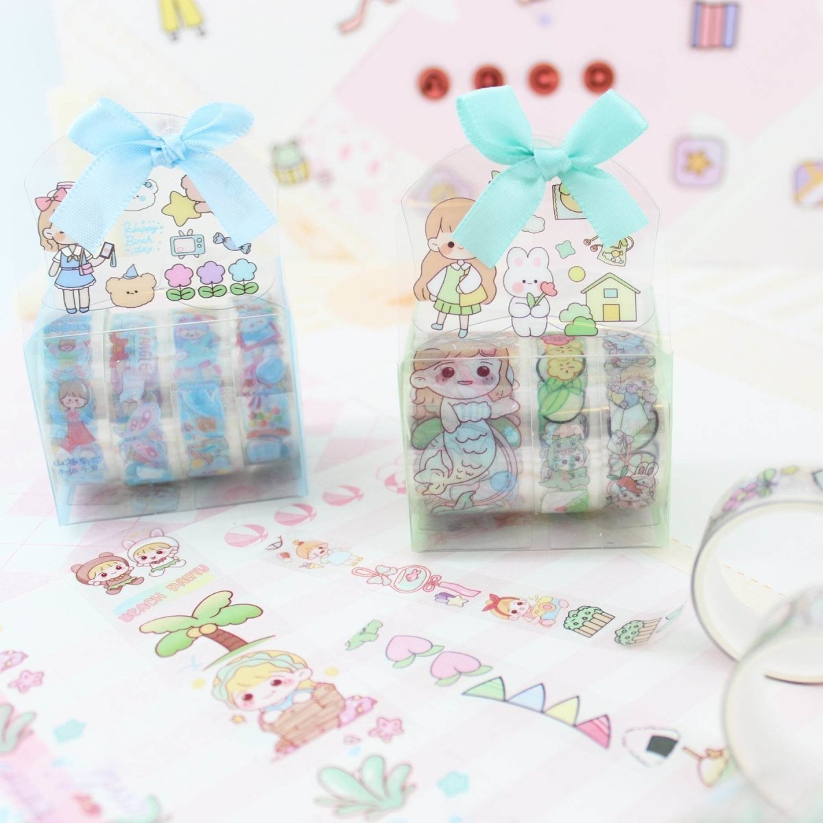 4 Packs Washi Tapes Cute Aesthetic Cartoon Gift Decorative Washi Tape