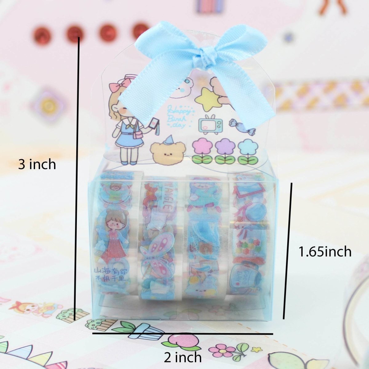 4 Packs Washi Tapes Cute Aesthetic Cartoon Gift Decorative Washi Tape