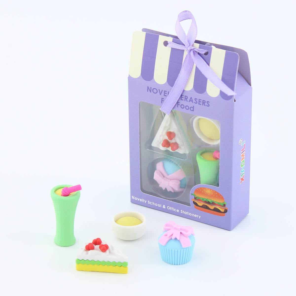 Novelty Party Flavors Filler Fast Food Cake Ice Cream Kawaii Erasers Packs of 4