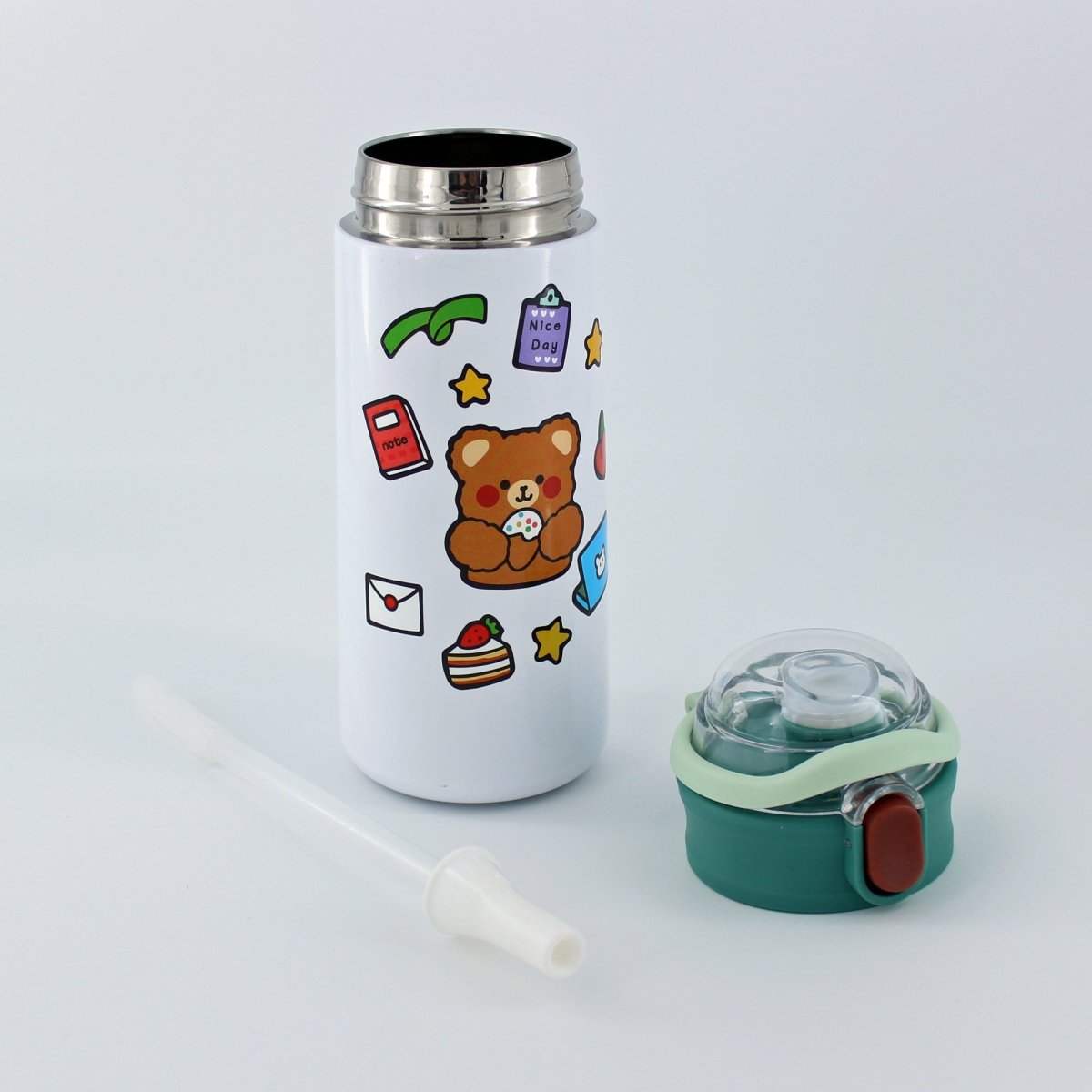 Thermos Stainless Steel Insulated Water Bottle with Straw Stickers 16.9 oz